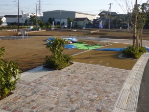 歩道の地中埋設機器置き場