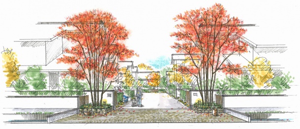 ・紅葉したヤマモミジが、お迎えします。 ・紅葉したヤマモミジが、お迎えします。