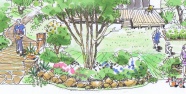 樹木や自然石と組み合わせる。
