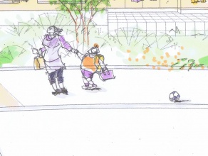 気が急く母親と、愚図る幼児。