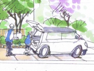 ・若い家族とファミリーカー