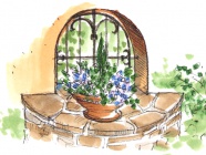 ・自然石貼り合わせの花台
