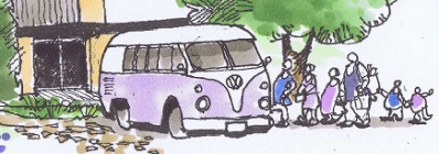 ・イラストの車は、まちなみのイメージを伝えます。