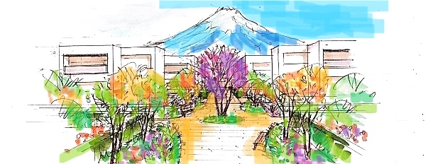 まちの軸線は、富士山に向かう緑道