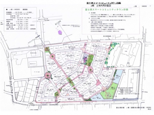 ●新富士計画J案　：2016年03月時点（調整池・商業施設変更）